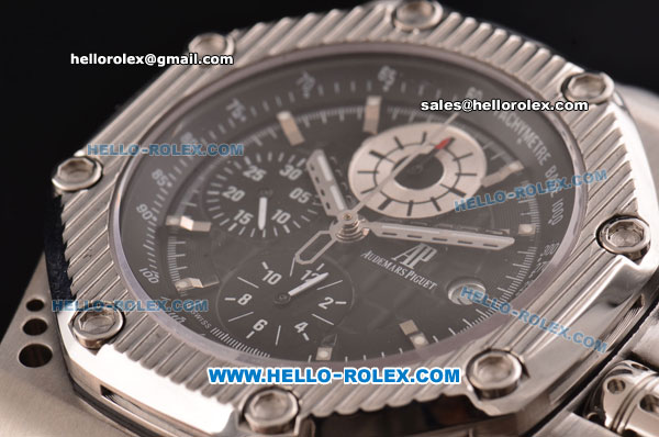 Audemars Piguet Survivor Chrono Swiss Valjoux 7750-DD Automatic Stainless Steel Case with Black Rubber Strap and Black Dial - Click Image to Close
